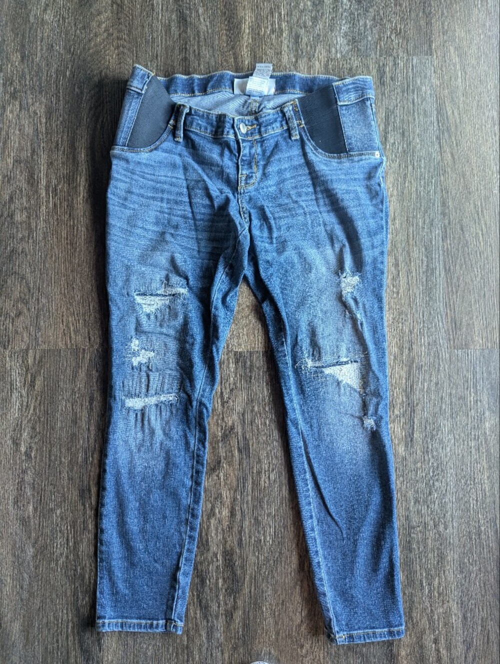 Liz Lange Blue Distressed Skinny Maternity Jeans Medium